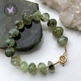 Gold Prehnite Natural Nugget Healing Bracelet